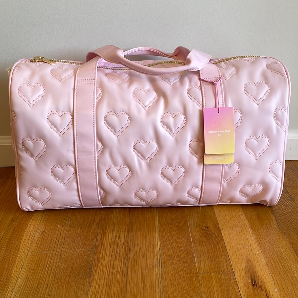 Stony Clover Lane x Target light pink quilted heart duffel bag NWT